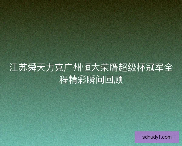 江苏舜天力克广州恒大荣膺超级杯冠军全程精彩瞬间回顾